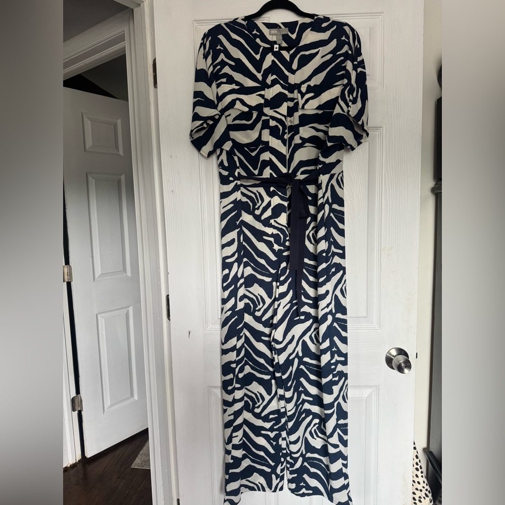 ASOS Navy and White Zebra Jumpsuit
